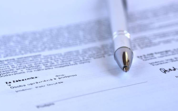 Pen placed on official-looking document